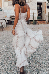 Maxikleid mit hohem Schlitz und „All My Life“-Print