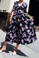 Rosebush – Offenes Maxikleid mit Knopfleiste