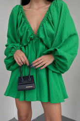 Feeling So Sweet V-Ausschnitt Langarm Minikleid - 7 Farben