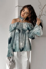 Trendy Finesse Print Off Shoulder Langarm Top
