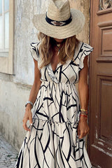 Maxikleid mit Rüschen und „Living on the Edge“-Print