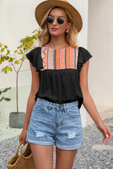 Closer To You Boho-bedrucktes Rüschentop – 5 Farben