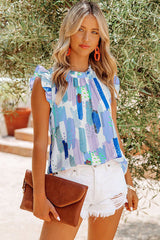 Ready For The Resort – Bedrucktes Oberteil mit Rüschenärmeln