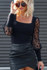 „Let's Go Light“ transparentes Langarm-Top mit Punkten