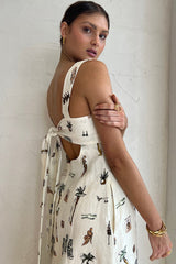 Living Is Easy Maxikleid mit Boho-Print und Taschen