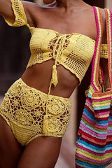 Handgehäkelter Strick-Badeanzug