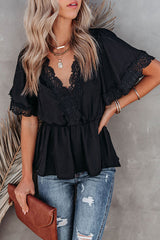 Sweet Optimism Häkelspitzen-Schößchentop – 2 Farben