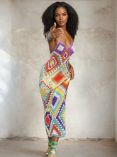 Buntes Maxikleid mit Rautenmuster