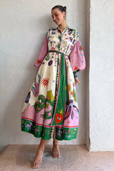 Blooming So Sweetly – Langärmliges Maxikleid mit Boho-Print