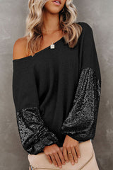 Style Skills Rückenfreies Langarmtop mit Pailletten – 2 Farben