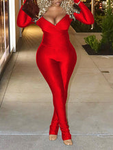 Set aus Oberteil und Hose mit V-Ausschnitt – Ausverkauf