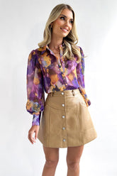 All About You Print Button-Down-Langarmoberteil – 2 Farben