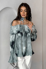Trendy Finesse Print Off Shoulder Langarm Top