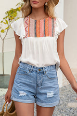 Closer To You Boho-bedrucktes Rüschentop – 5 Farben