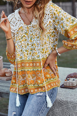 Im Sommer Spitzentop mit Boho-Print – 3 Farben