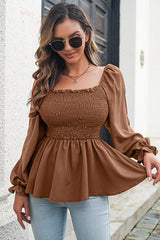 See You There – Oberteil mit Statement-Ärmeln und Smokarbeit – 6 Farben