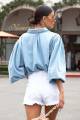 Feel This Way Jeans-Oberteil mit Ballonärmeln