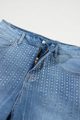 DIAMOND HIGH WAIST DENIM-SHORTS