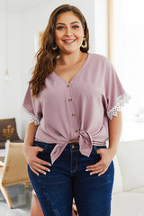 Bring the Heat – Oversize-Top mit rosa Spitzenärmeln