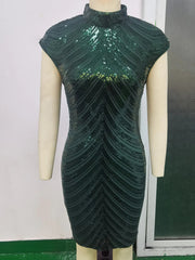 SEXY RETRO KLEID MIT PAILLETTEN UND KAPPENÄRMELN