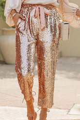 Urlaubsfertige Hose mit goldener Paillettenschleife – 3 Farben