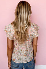 Happy Thoughts Kurzarm-Top mit Blumendruck – 2 Farben