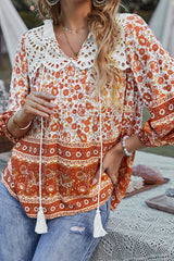Im Sommer Spitzentop mit Boho-Print – 3 Farben