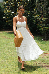 Making Moves – Ärmelloses Maxikleid aus weißer Spitze