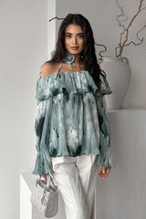 Trendy Finesse Print Off Shoulder Langarm Top