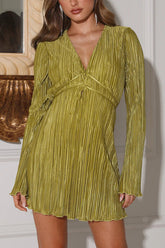 City Lights Langärmliges Minikleid mit V-Ausschnitt – 2 Farben