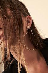 Pearl Hoop Charm Earings