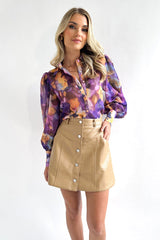 All About You Print Button-Down-Langarmoberteil – 2 Farben