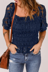 Sweetly Sentimental – Plissee-Top mit kurzen Ärmeln aus Spitze – 4 Farben