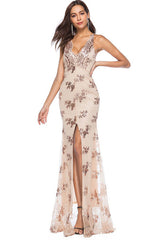 Maxikleid mit Fischschwanz-Pailletten und glitzerndem Paillettenbesatz – 2 Farben