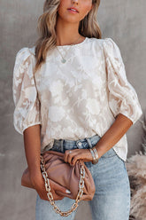 Try Me Out Strukturiertes Top mit halblangen Ärmeln – 4 Farben