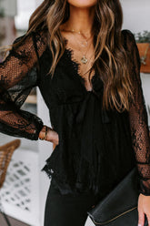 Crazy About You Langarm-Spitzentop – 2 Farben