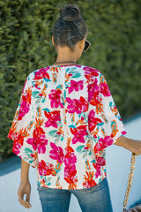 Oberteil mit Knopfleiste und „Grow Toward Love“-Print – 2 Farben