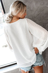 Chic Frills Spitzentop mit Ballonärmeln – 2 Farben