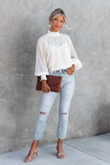 Dream Of The Day – Oberteil mit gesmoktem Statement-Ärmeln – 2 Farben