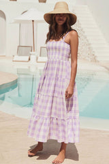 Dance With Me – Babydoll-Maxikleid mit Karomuster – 3 Farben