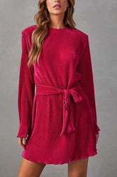 „Can't Leave You Now“-Minikleid mit langen Ärmeln und Plissee – 2 Farben