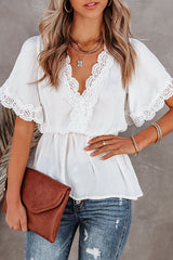 Sweet Optimism Häkelspitzen-Schößchentop – 2 Farben