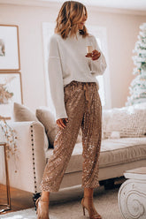 Urlaubstaugliche Hose mit goldenen Pailletten