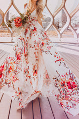 Ausgestelltes Maxikleid mit Boho-Print und Bindegürtel