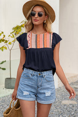 Closer To You Boho-bedrucktes Rüschentop – 5 Farben