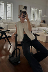 See You Soon Ärmelloses Stricktop mit Knopfleiste – 2 Farben