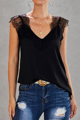 Love Light Spitzen-Tanktop mit V-Ausschnitt – 5 Farben