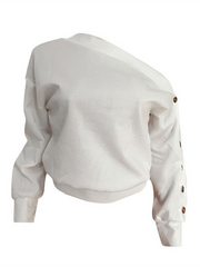 Indiebeautie – One-Shoulder-Top mit geknöpften Ärmeln