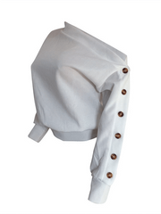 Indiebeautie – One-Shoulder-Top mit geknöpften Ärmeln