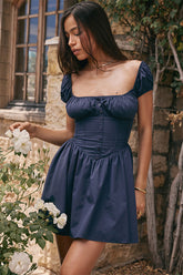 Happiest Hour Skater-Minikleid mit Puffärmeln – 4 Farben